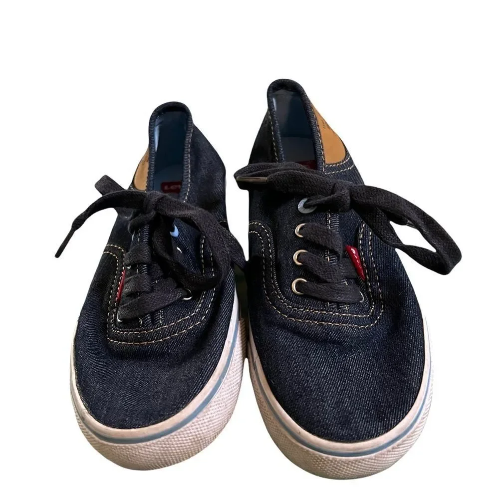 Levi's Youth‎ Size 2 Dark Wash Denim Blue Low Top Casual Sneakers